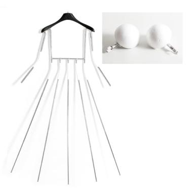 Imagem de Cabides de exibição de roupas em forma de corpo de metal com braços de cintura ajustáveis, suporte para boutique de varejo, tronco de manequim feminino para mostra de fotografia, A09 (preto, almofada