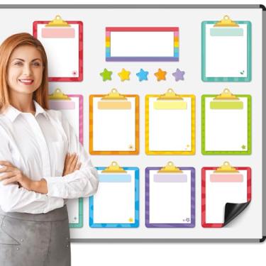 Imagem de Trandraft 16 peças de lenços magnéticos para escrita, quadro organizacional, sala de aula, apagável a seco, quadro de objetivos de aprendizagem, para quadro branco, metas, material de ensino em sala