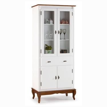 Imagem de Cristaleira Lateral com Portas Vidro e Prateleiras Branca