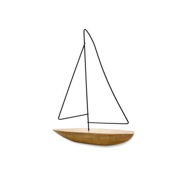 Imagem de Escultura Barco Poliresina Madeira 32x24x5cm