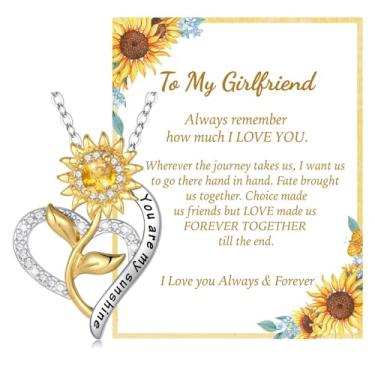 Imagem de IEFLIFE Presentes de girassol para mulheres – Colar de girassol banhado a ouro 14 K para mulheres, colar You Are My Sunshine, presente para ela, presente de aniversário de dia das mães e joias