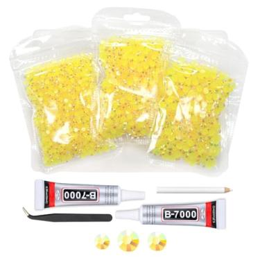 Imagem de qiipii Strass De Resina Amarelo-Limão Com Cola B7000 Para Joias Deslumbrantes 3 Mm A 5 Base Plana Citrino, Pedras Gelatina, Diamantes, Joias, Unhas, Rosto, Olhos, Maquiagem, Copos, Artesanato Faça V
