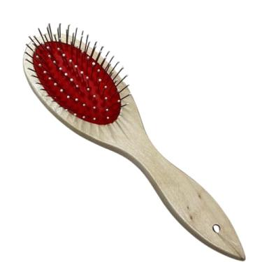 Imagem de Escova De Madeira Para Cães Pinos Com Bolinha Rasqueadeira Pet Para Cachorro Pelos Longos E Curto Escova Para Spitz, Lulu Da Pomerania, Lhasa, Yorkshire (G)