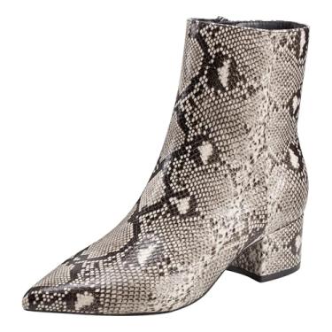 Imagem de Marc Fisher Bota de cano curto feminina Gismo, Serpente preto/bege 001, 35