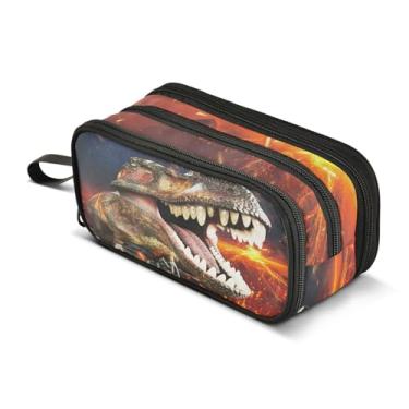 Imagem de Estojo de lápis de dinossauro 3D, bolsa organizadora de canetas de grande capacidade para crianças, adultos, para meninos, meninas, homens, escola, material de escritório