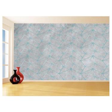 Imagem de Papel De Parede Concreto Linhas Azul Turquesa 3,5M Kkt282 - Você Decor