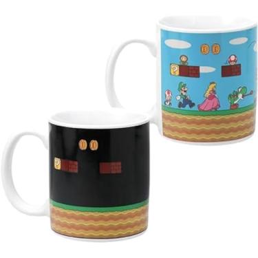 Imagem de Paladone Caneca de café Super Mario Level Heat Changing - Mercadoria licenciada da Nintendo - Presente para jogadores, nerds, fãs de Nintendo Mario, homens e entusiastas de jogos retrô - 290 ml