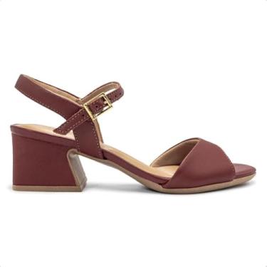 Imagem de Sandália Usaflex Feminina Salto Geométrico Couro Casual Terracota Am22004009 37