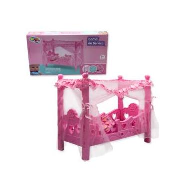 Imagem de Berço de Boneca com Colchão com Mosqueteiro Rosa