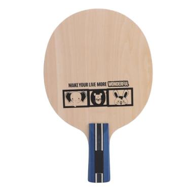 Imagem de Mesa Tennis Racket Paddle Equipamento de treinamento profissional para crianças iniciantes 5 camadas Pure Wood Basswood Riceboard com padrões de animais Design elegante (Penhold curta alça)