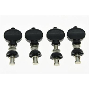 Imagem de KAISH Conjunto de 4 botões de níquel com botões pretos, afinadores de ukulele, pinos, cabeças de máquina