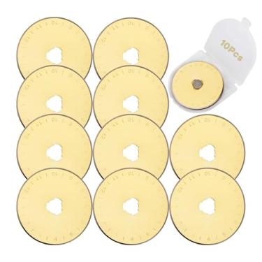 Imagem de Yakamoz Lâminas de corte rotativo de 45 mm - 10 peças revestidas de titânio lâmina rotativa de reposição de cortador de tecido lâminas de corte de couro de papel ferramentas de corte para costura