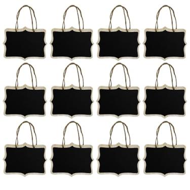 Imagem de Miraclekoo 12 Double Sided Fancy Rectangle Rope Hanging Mini Chalkboard for Wedding Gift Tags Party Favours Storage Labelling Tags