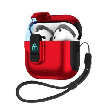 Imagem de Capa de fone de ouvido com suporte magnético para capas de luxo Air Pods Pro para Air Pods Pro2 Tampa de proteção com cordão de qualidade,Red