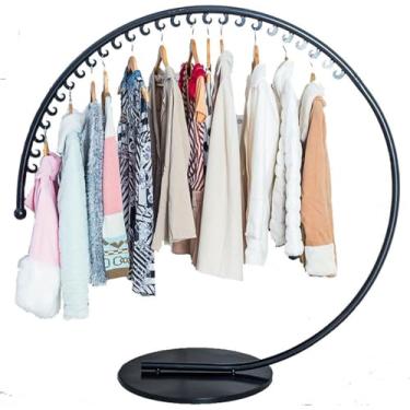 Imagem de Cabide De Roupas Pesadas Para Boutiques, Cremalheira De Exibição De Roupas De Loja De Varejo, Prateleiras Redondas De Lojas De Roupas Em Forma De C, Cabide Lateral De Metal Criativo, Black, 150CM
