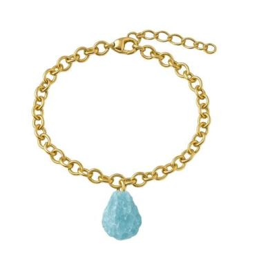Imagem de Pulseira de Agua Marinha - Cristal Natural, Banho Ouro 18k