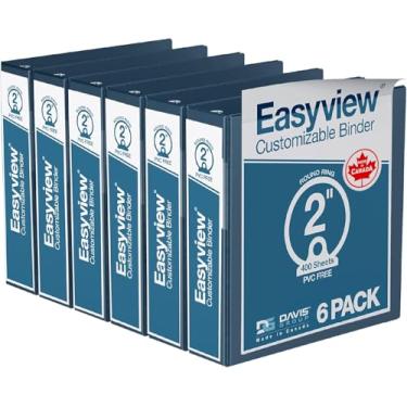 Imagem de Fichários Easyview Premium de 3 anéis com capas transparentes e anéis redondos, fichários para escola ou escritório, 5 cm, pacote com 6, azul marinho