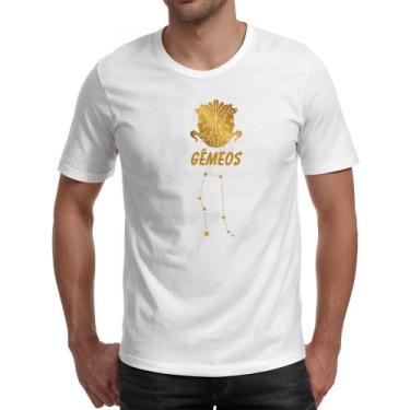 Imagem de Camiseta Unissex Signo Gemeos Constelacao Dourada - Alearts, EG