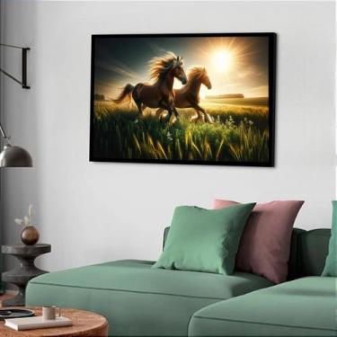 Imagem de Quadro Decorativo Cavalos Sol - 50x70cm - Quadros On-line, Moldura Bra