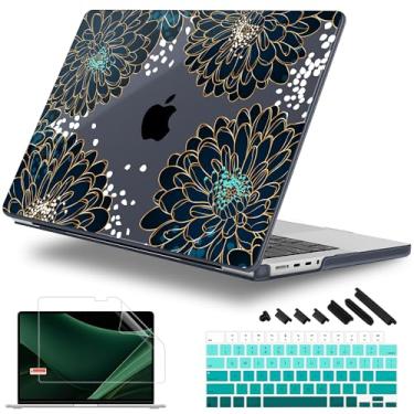 Imagem de Lepeoac Capa rígida para MacBook Pro de 16 polegadas 2021, 2022, 2023, versão A2991, M3, A2780, M2, A2485, M1 Pro/Max, [resistente a choques] com protetor de tela, capa para webcam e teclado, floral