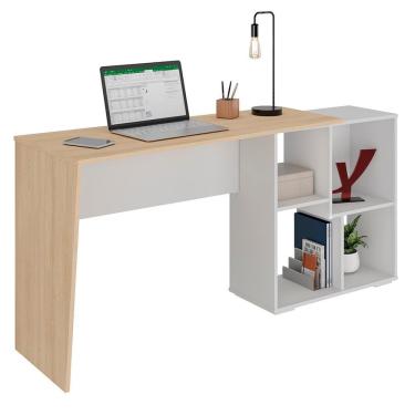 Imagem de Mesa Escrivaninha 2 Em 1 Com Nichos Arbo A06 Carvalho/branco - Mpozenato