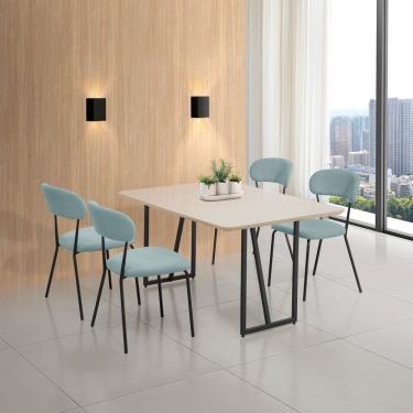 Imagem de Conjunto para Sala de Jantar com 4 Cadeiras Betina Black / Verde Claro / Off White