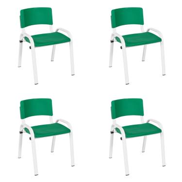 Imagem de Kit 4 Cadeiras Escolares ISO Infantil Base Branca Estrutura Metálica