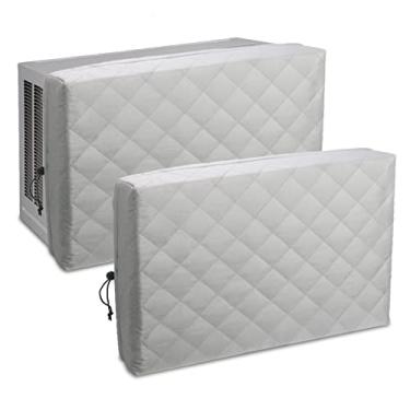Imagem de HOXHA 2 Pack Indoor Air Conditioner Cover for Window Units, Inside Window AC Covers with Free Elastic Straps