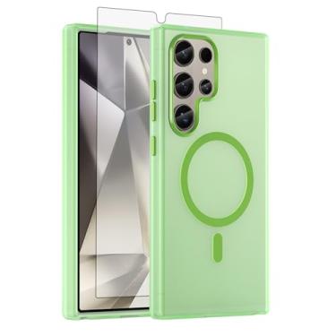 Imagem de Asuwish Capa de telefone para Samsung Galaxy S24 Ultra 5G, compatível com Magsafe Magnetic, protetor de tela, capa protetora à prova de choque traseira fosca translúcida S24Ultra 24S S 24 24Ultra