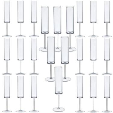 Imagem de XKXKKE Taças de champanhe de plástico, 24 peças de taças de champanhe transparentes reutilizáveis à prova de estilhaçamento, 170 g, acrílico, inquebrável, elegante, festa, bebendo, coquetel, vinho