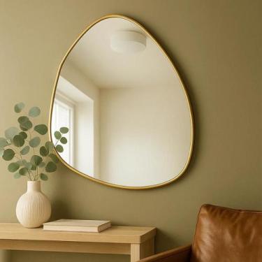 Imagem de Espelho Orgânico Moldura Com Borda Decorativo Grande Parede 70x60 - LO