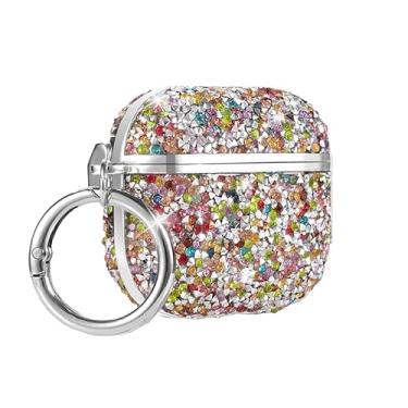 Imagem de Newhalper Compatível com Apple Airpods 4 Capa 2024 Glitter Lindas Capas para Airpods iPod 4ª Geração Bling Cover Chaveiro para mulheres e meninas (colorido)