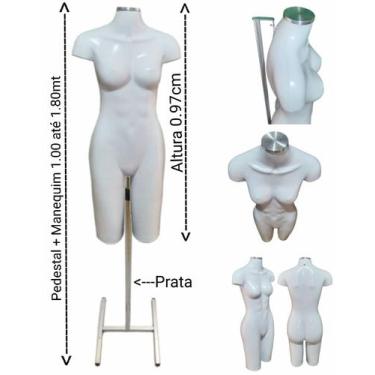 Imagem de Manequim feminino (meio corpo definido N.38) branco com tampa prata + 