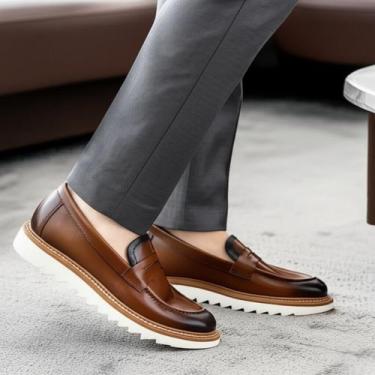 Imagem de Mocassim Masculino GuGi 5400GG Social Casual com Sola Tratorada Alta e