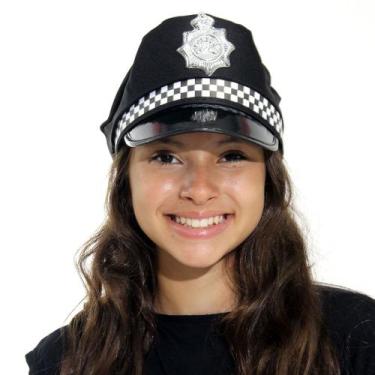 Imagem de Chapéu Policial Acessório Quepe Adulto Preto com Distintivo - Abrakada