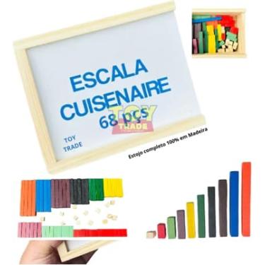 Imagem de Escala Cuisenaire 68 Peças Cx De Madeira Individual Brinquedo Educativo Pedagogico