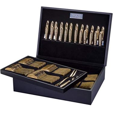 Imagem de FAQUEIRO 130PC AÇO INOX C/ESTOJO ZURICH DOURADO