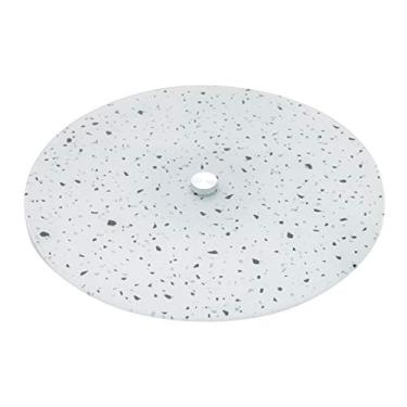 Imagem de PRATO GIRATÓRIO DE VIDRO C/BASE DE METAL MÁRMORE 33cm