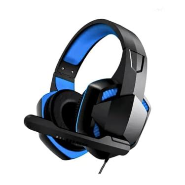 Imagem de Fone Headset Gamer com Fio e Microfone Ajustável Conexão P2 USB (Azul)