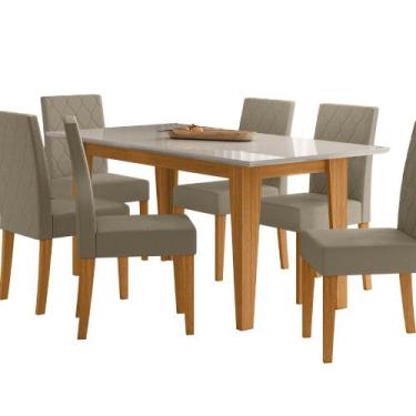 Imagem de Sala de Jantar Liz 160x90 Com Vidro 6L Cadeiras Jade Poliman Móveis, F