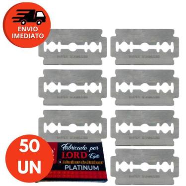 Imagem de Kit Lâmina Barbear Lord Platinum Profissional Descartável Barbeador Na