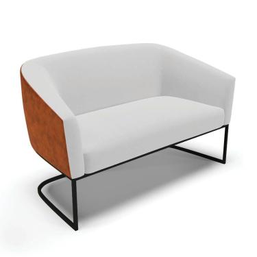 Imagem de Sofá Namoradeira 2 Lug Industrial Preto Stella Noz/Linho Cinza D03 - D`Rossi