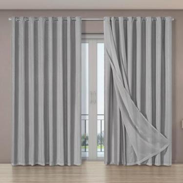 Imagem de CORTINA PARA SALA OU QUARTO COR grafite COM BLACKOUT TAMANHO 2.60 larg