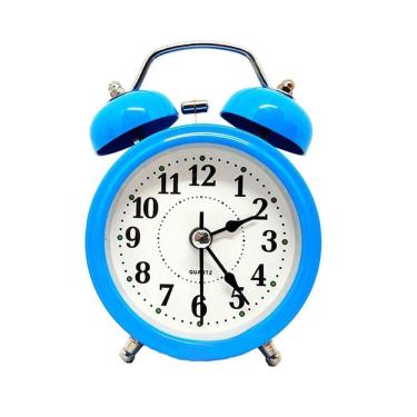 Imagem de Relógio Despertador Analógico 2 Sinos Modelo Antigo Retro Azul