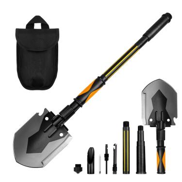 Imagem de HSWGHWX Multiferramenta militar com pá dobrável tática de 71 cm – ferramenta de entrincheiramento com picareta/machado/serra, estojo de transporte – portátil para carro, acampamento, neve, caminhada