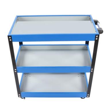 Imagem de Carrinho de ferramentas de rolamento pesado com ferramentas de 3 camadas com rodízios de trava 110 libras Capacidade de carga Carrinho utilitário para armazém de garagem aço