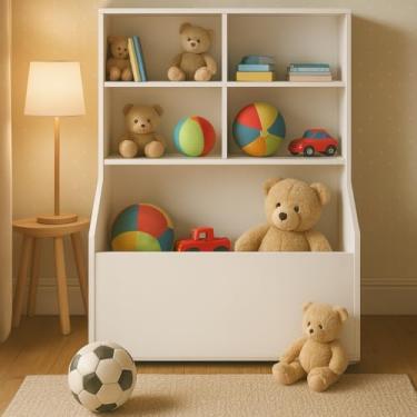 Imagem de Estante Organizadora De Brinquedos Com 5 Nichos e Prateleiras Para Quarto Infantil de Criança