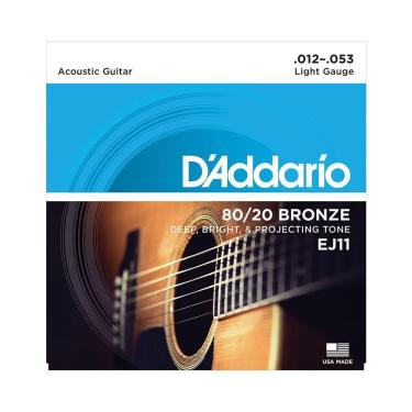 Imagem de Encordoamento D`Addario Violão Aço Light Gauge Ej11 12/53