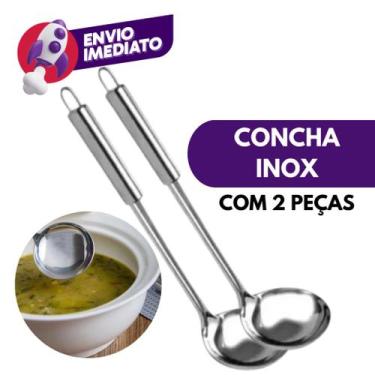 Imagem de Kit Concha Servir Feijão Caldo Sopa Cremes Molho Aço Inox Utensílio Co