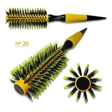 Imagem de Escova De Cabelo Térmica Amarela Cerdas Javali Mista Ref. 20 - Lux Hai